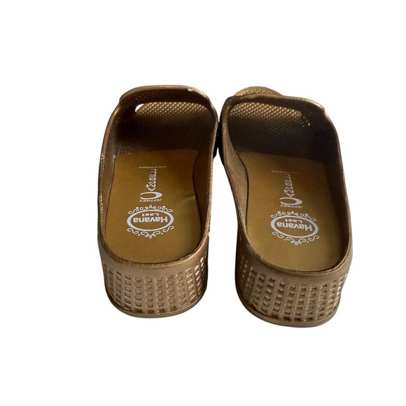 Jeffrey Campbell Havana Last Platform Slip on Sandals Shoes Womens Size 9 Gold - Picture 5 of 7